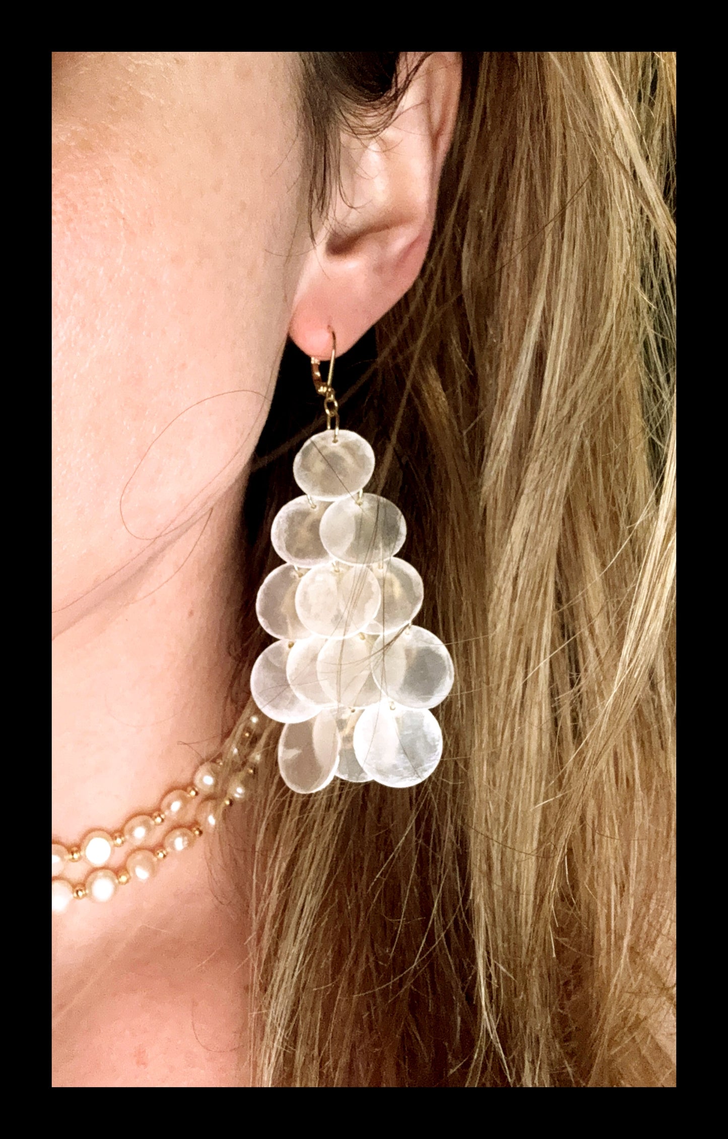 ✨Modern Mosaic Capiz Shell Earrings✨