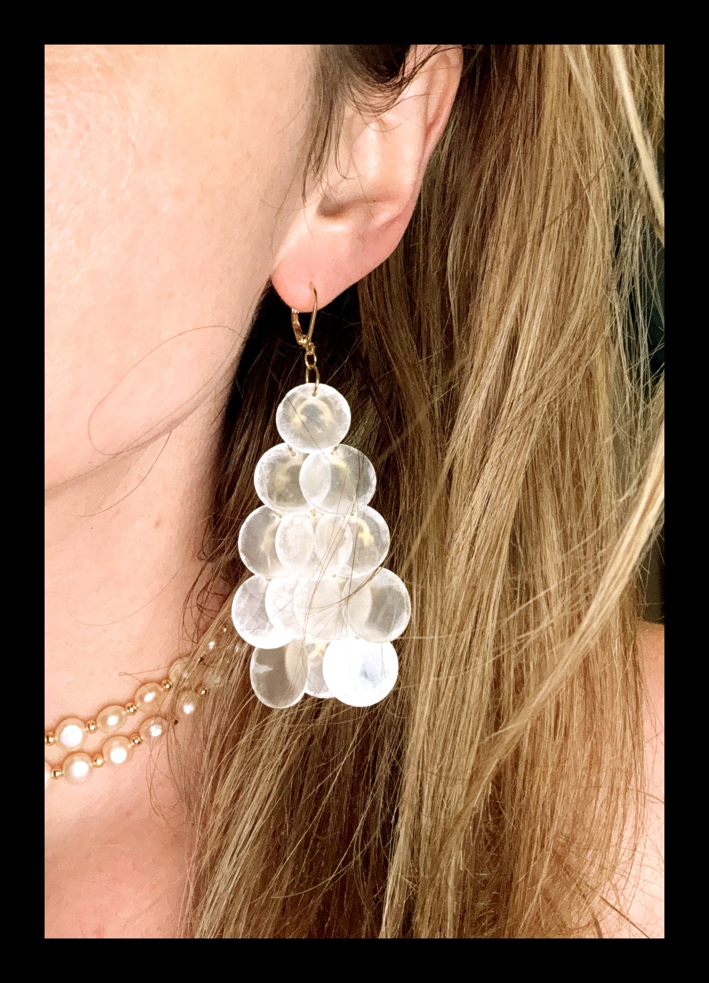 ✨Modern Mosaic Capiz Shell Earrings✨