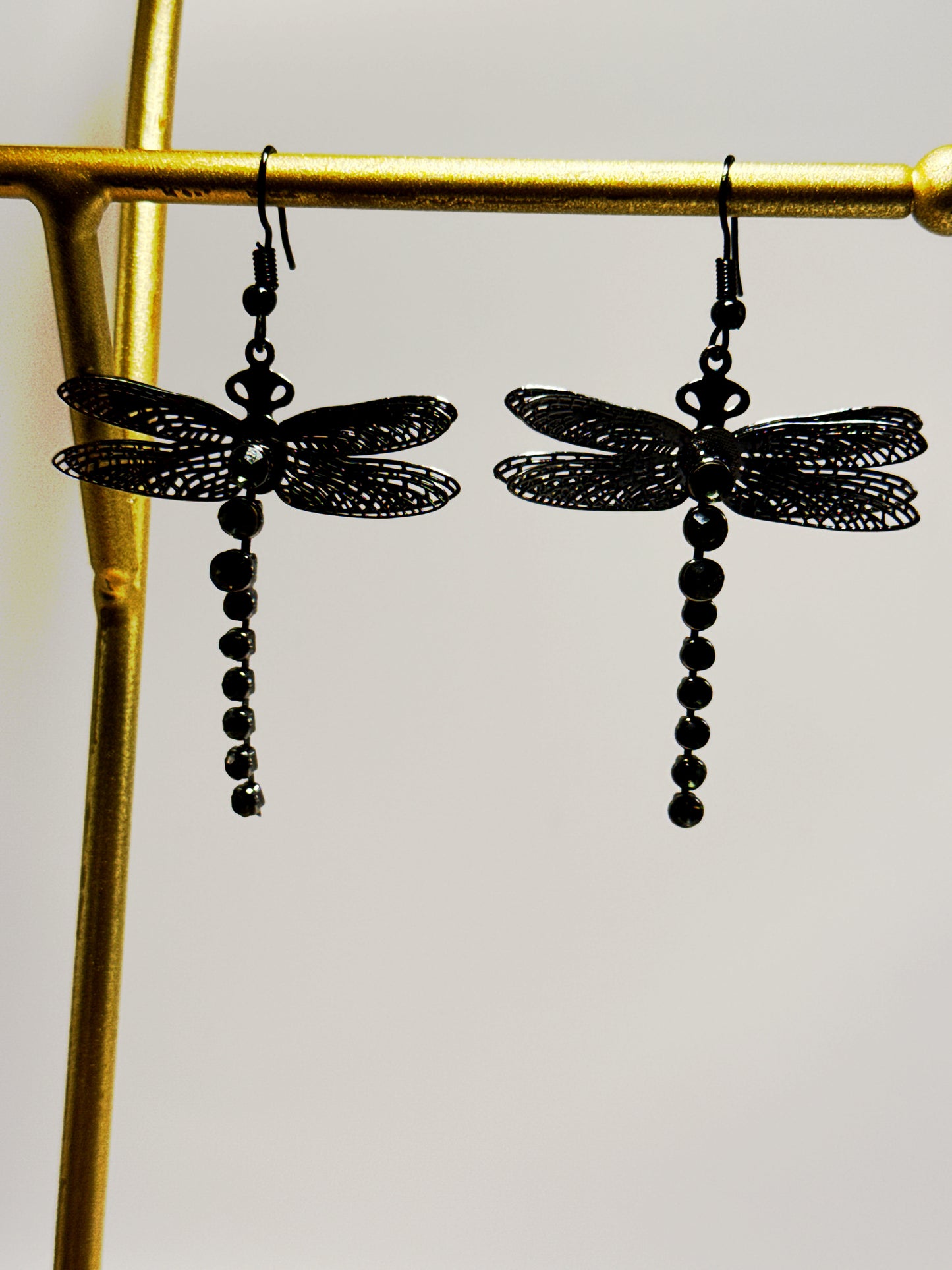 **Majestic Midnight Dragonfly Earrings**