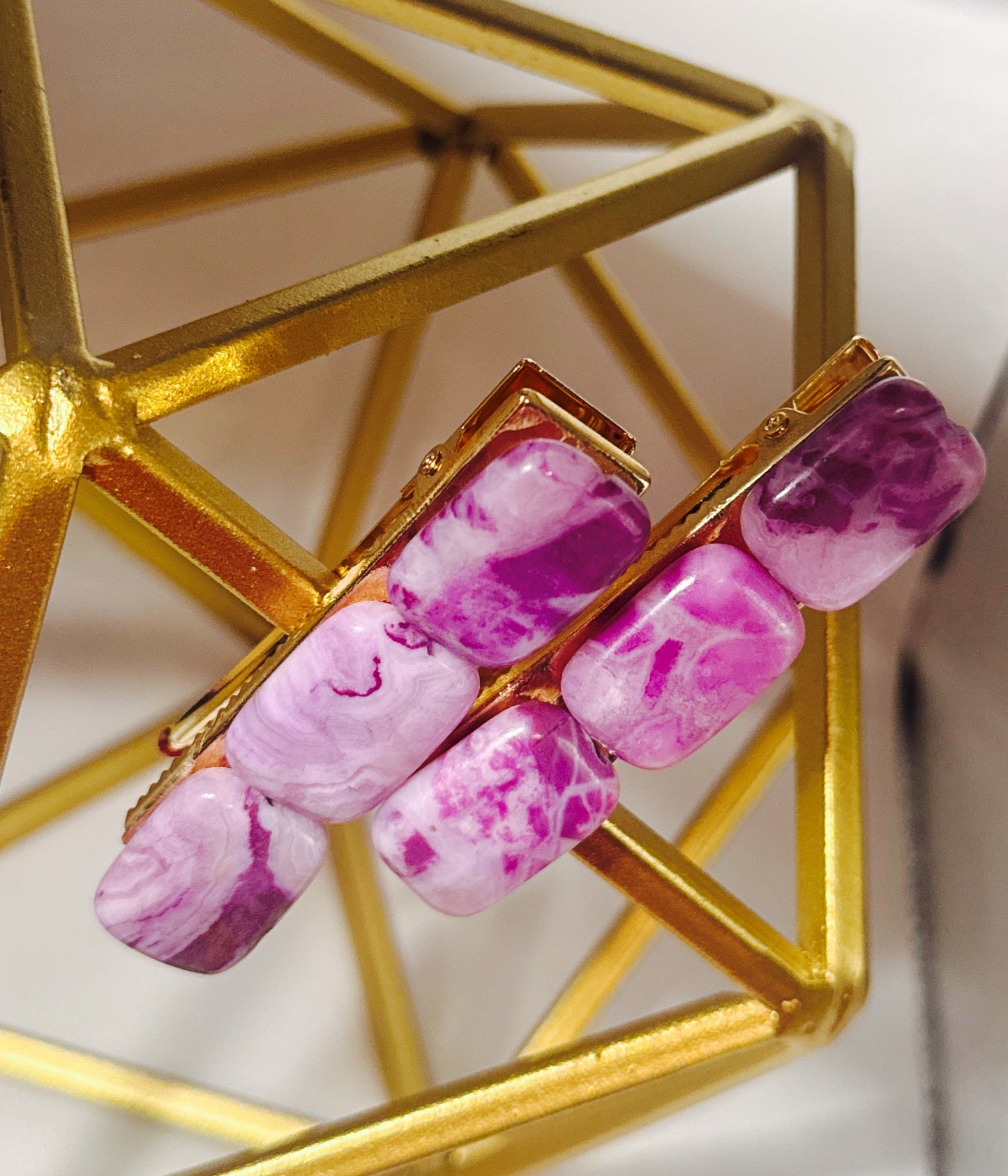 **Pretty in Purple Agate Hair Clip Set**