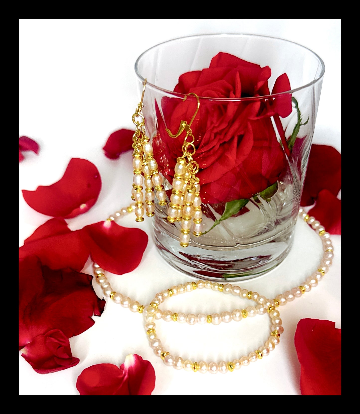**Timeless Elegance: Golden Pearl Chandler Earrings**