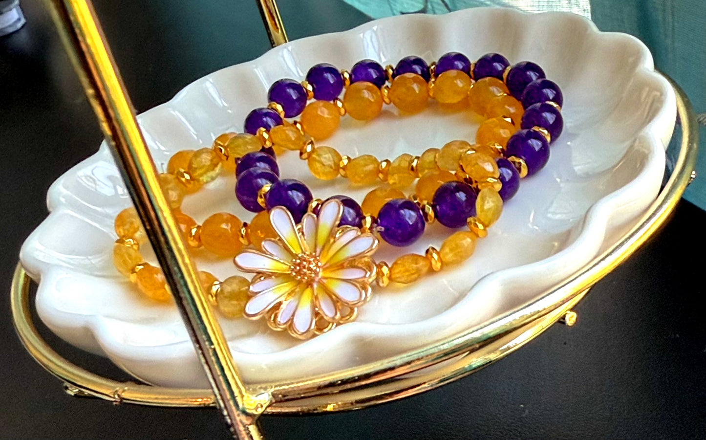 ✨ Spring Citrine and Jade Bracelet Set✨