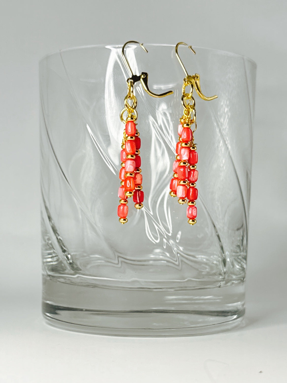 **Pink and Proud Seashell Chandelier Earrings**