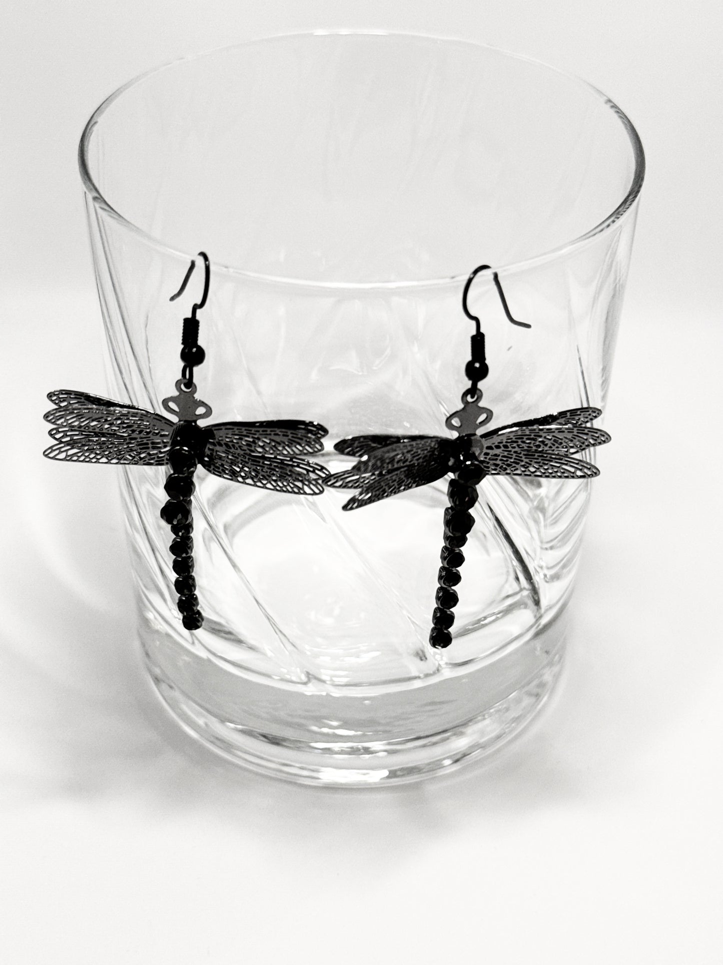 **Majestic Midnight Dragonfly Earrings**