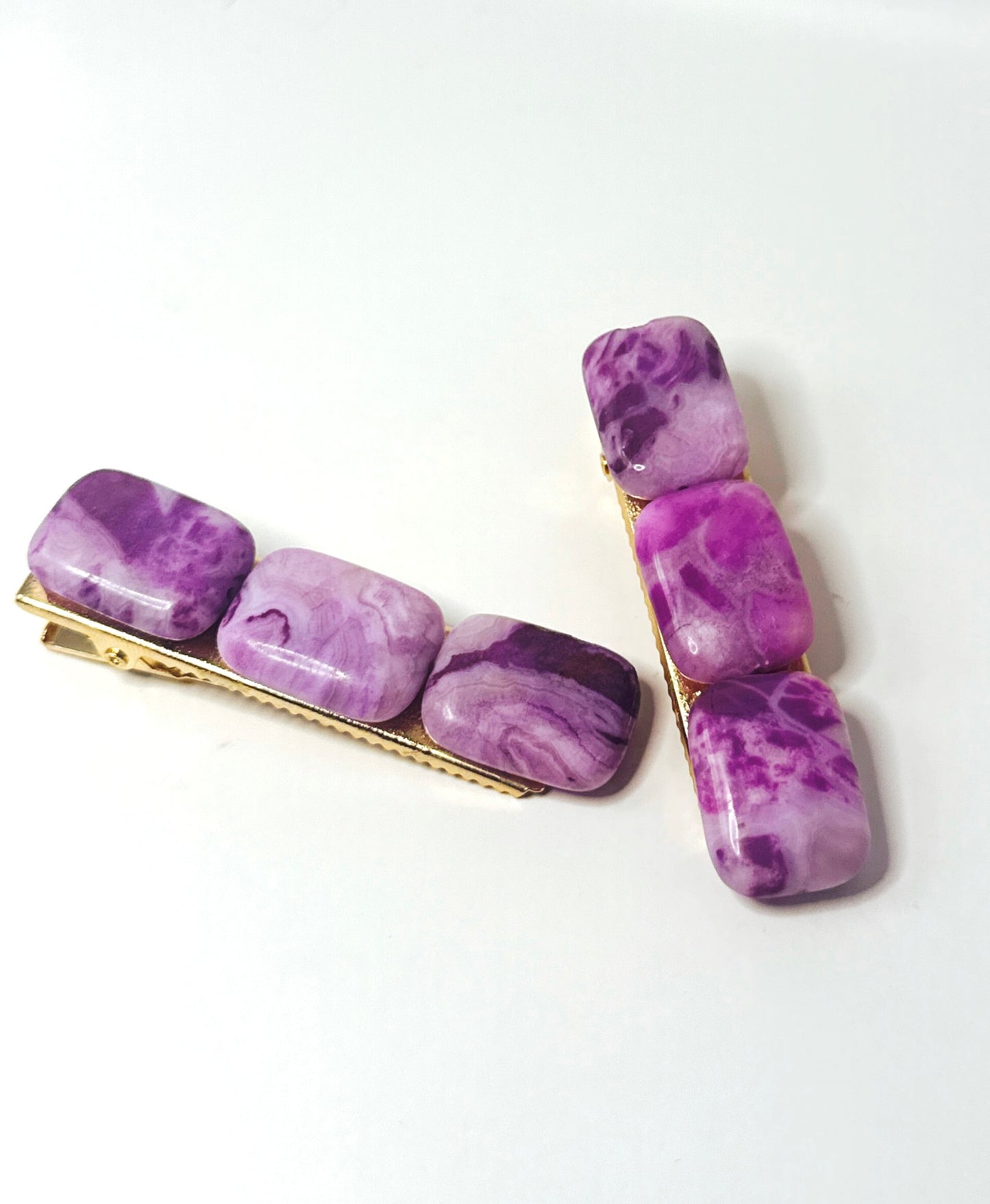 **Pretty in Purple Agate Hair Clip Set**