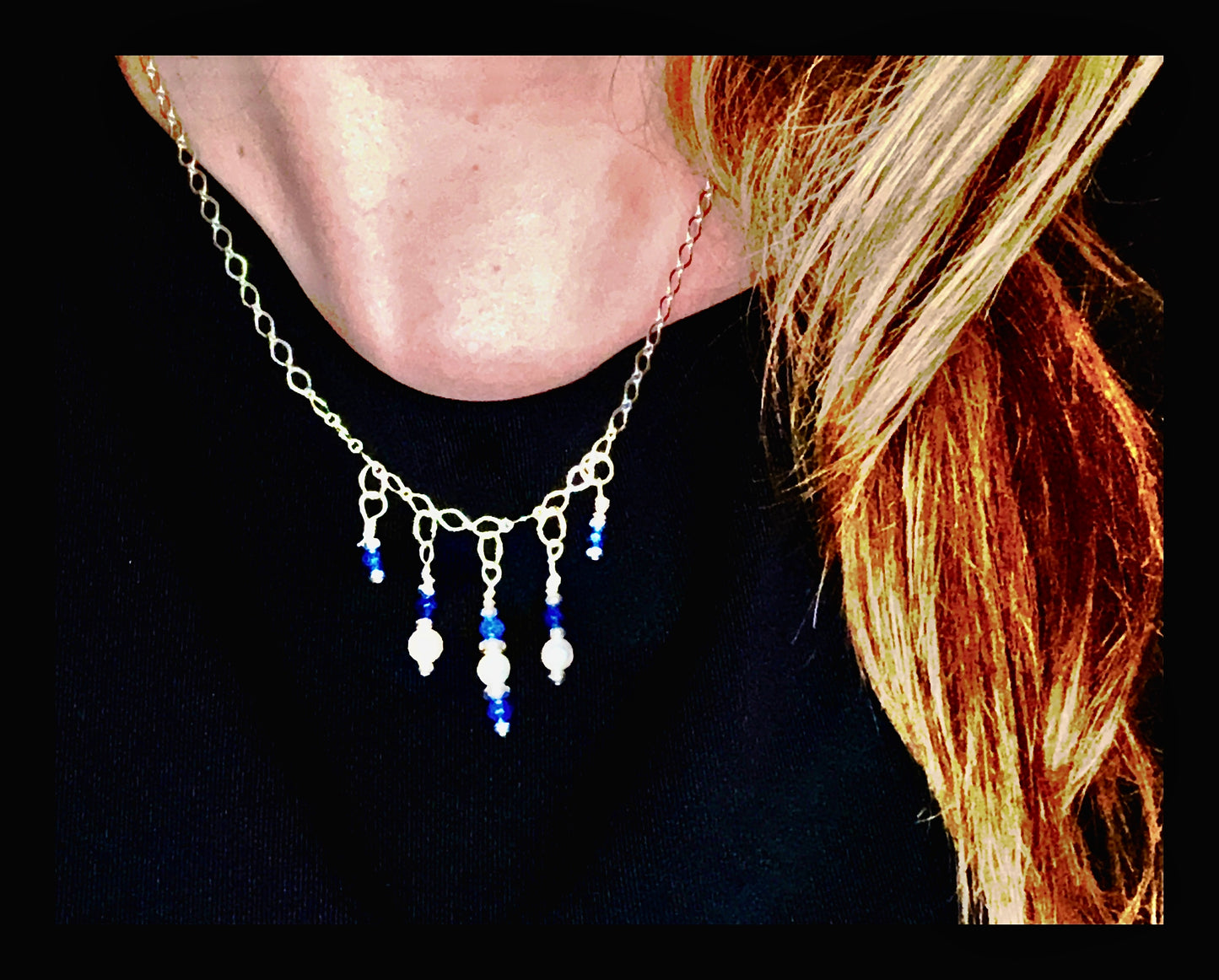 ✨Serene Sapphire and Pearl Necklace✨