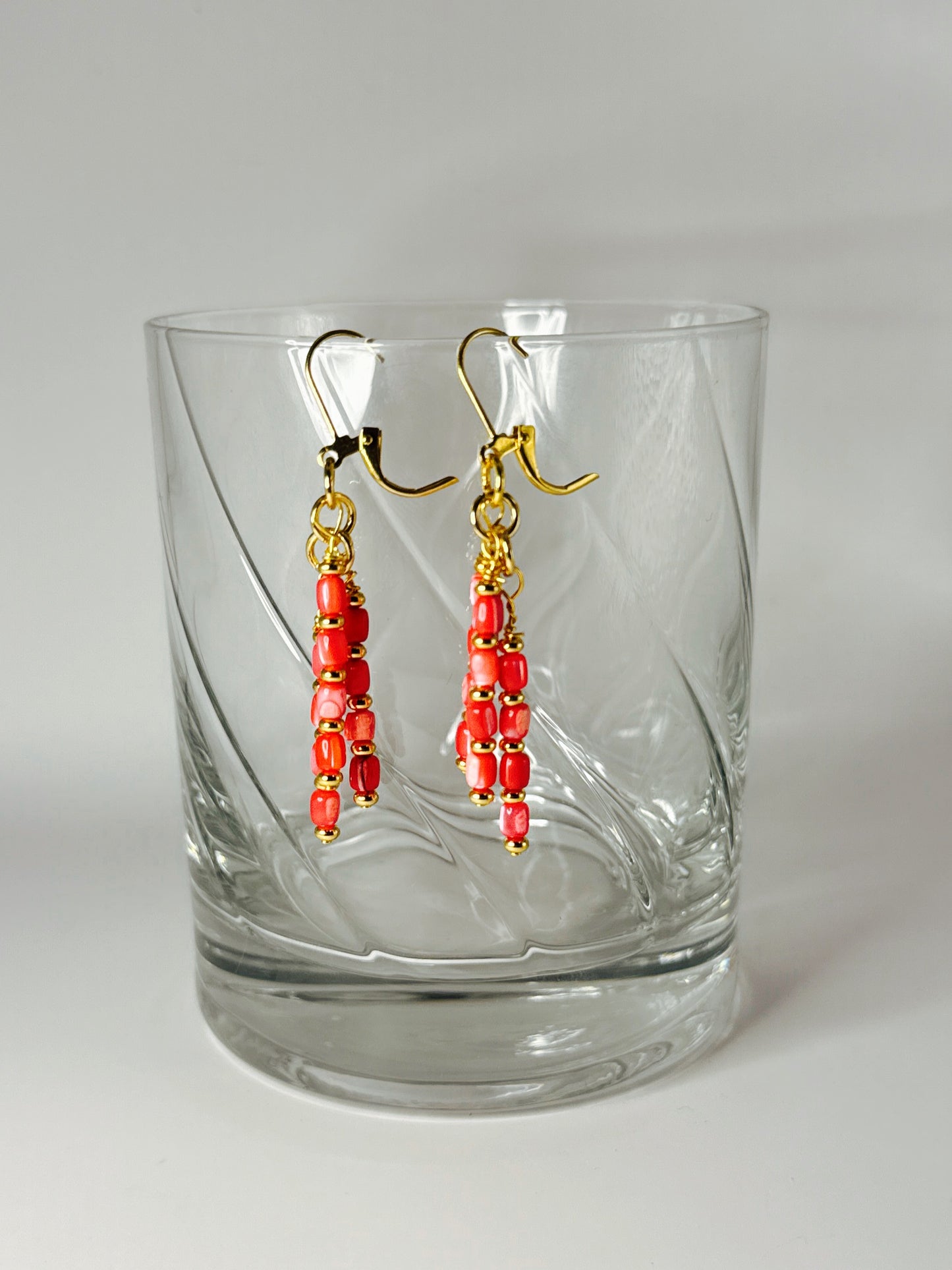 **Pink and Proud Seashell Chandelier Earrings**
