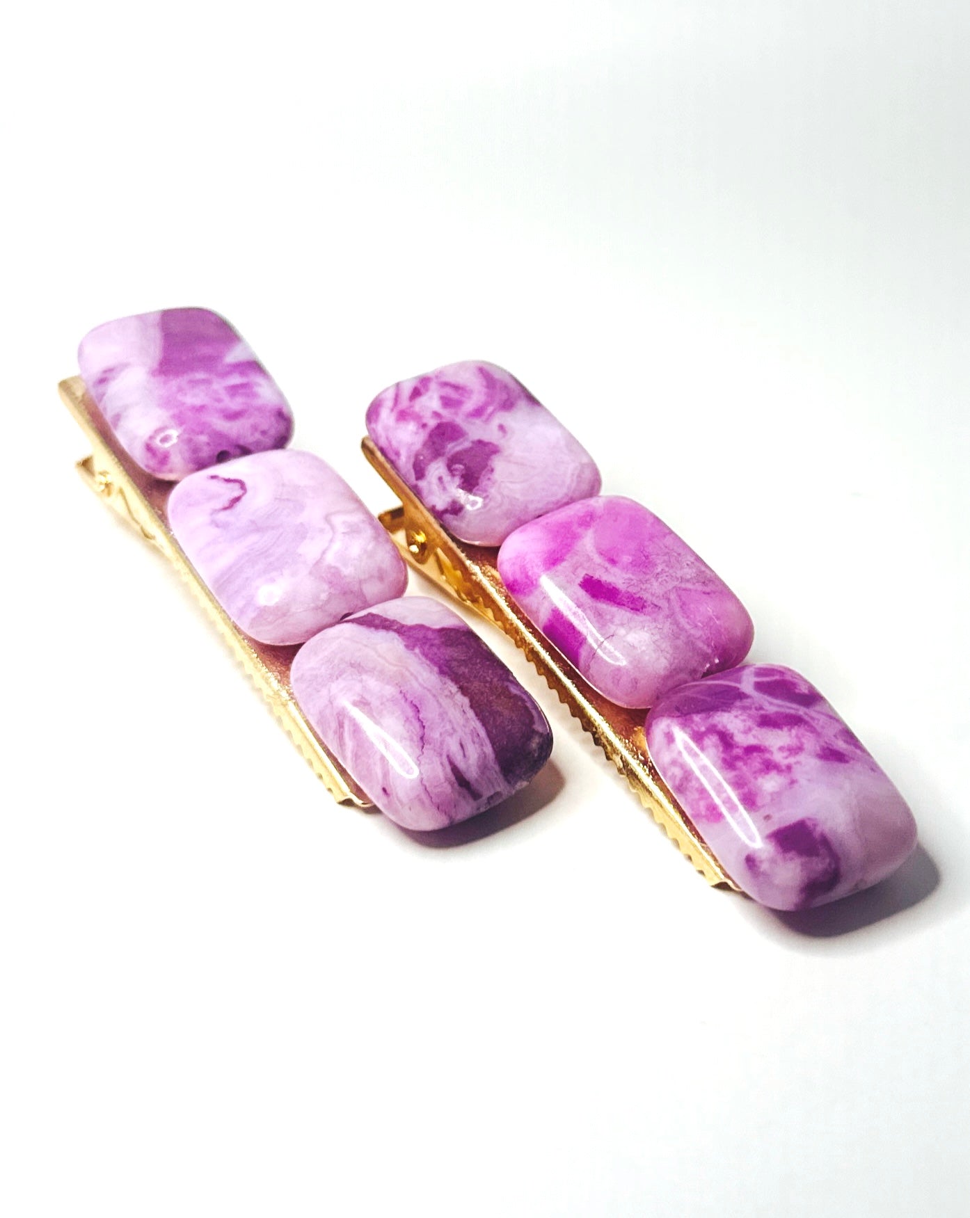 **Pretty in Purple Agate Hair Clip Set**