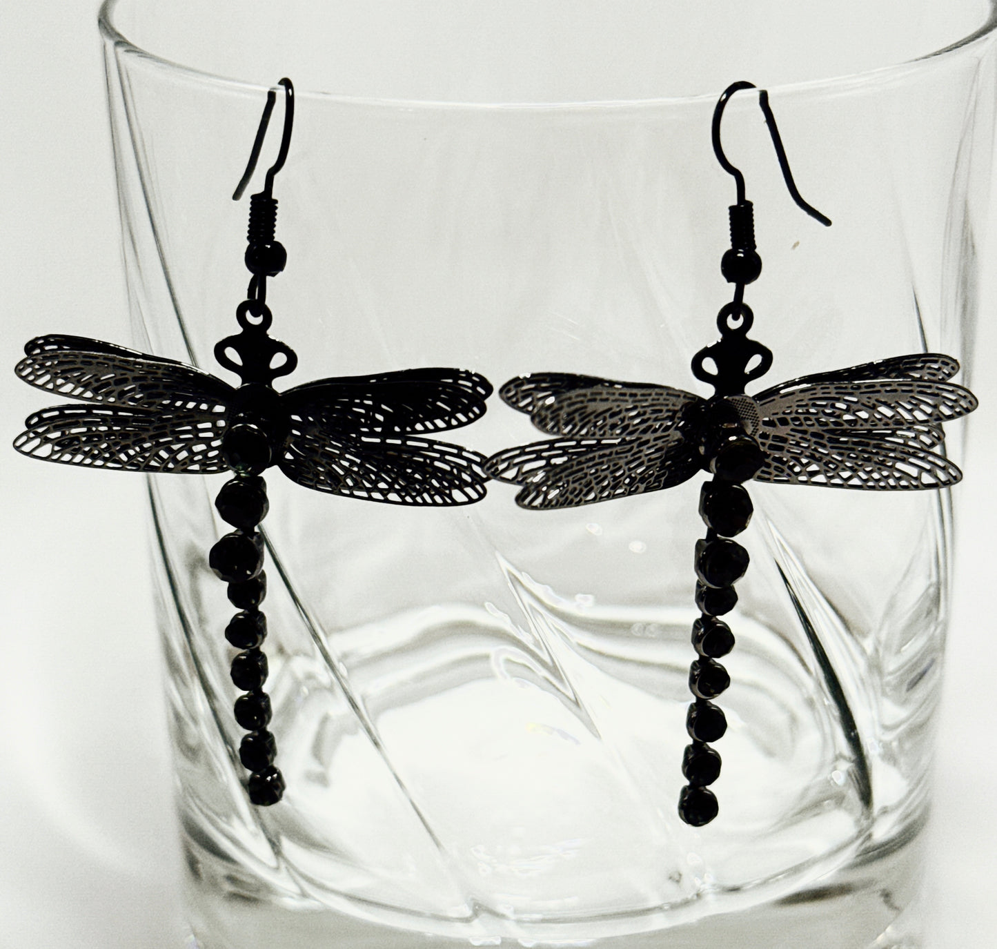 **Majestic Midnight Dragonfly Earrings**