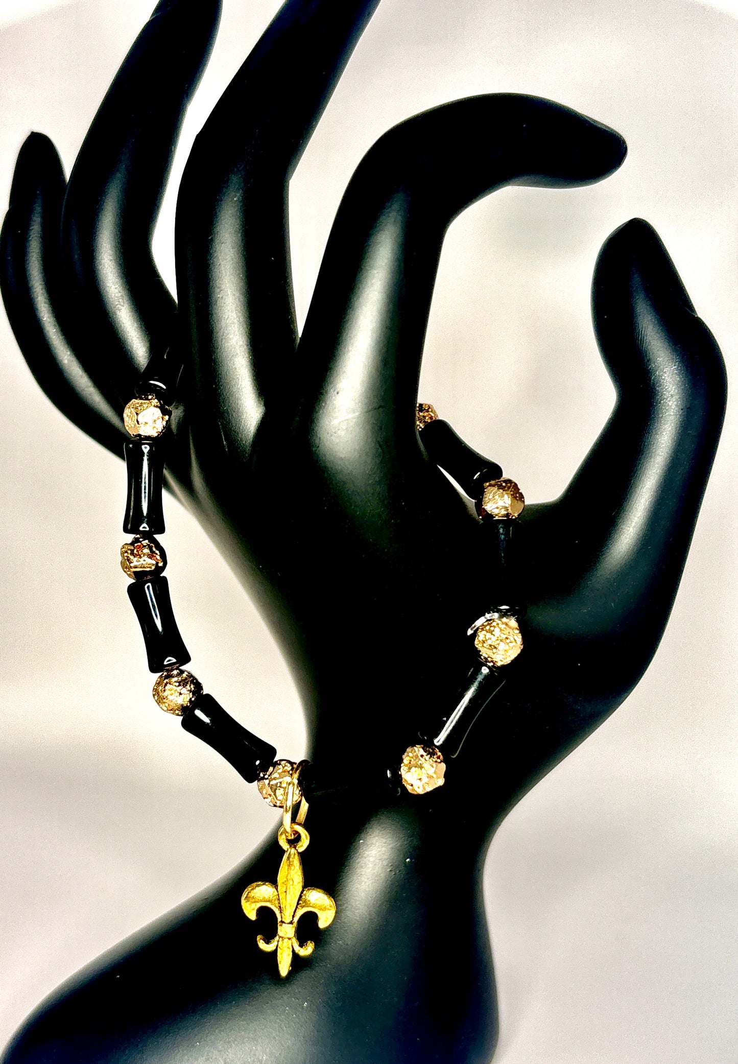 Black and Gold Lucky Charm Bracelet