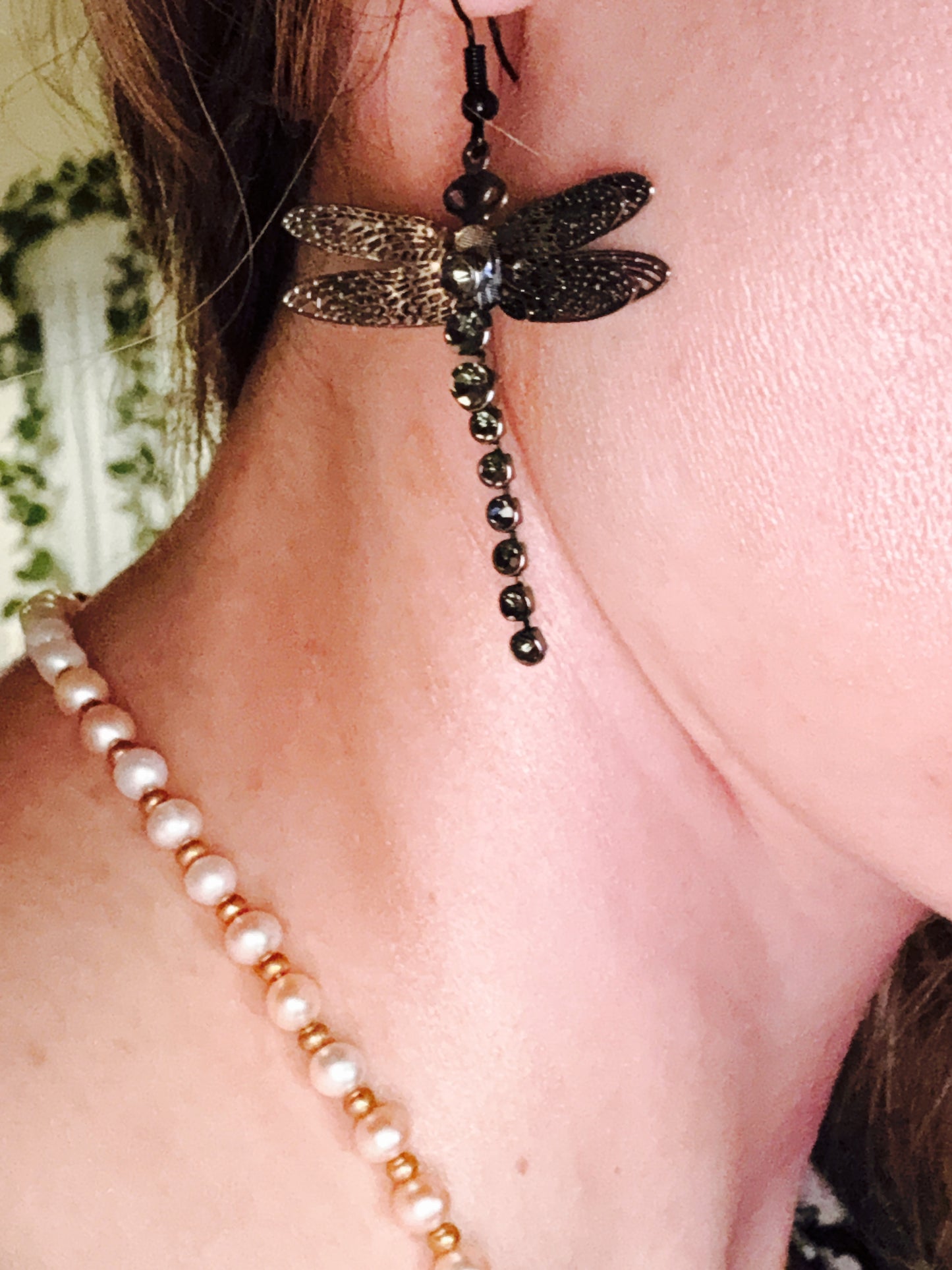 **Majestic Midnight Dragonfly Earrings**