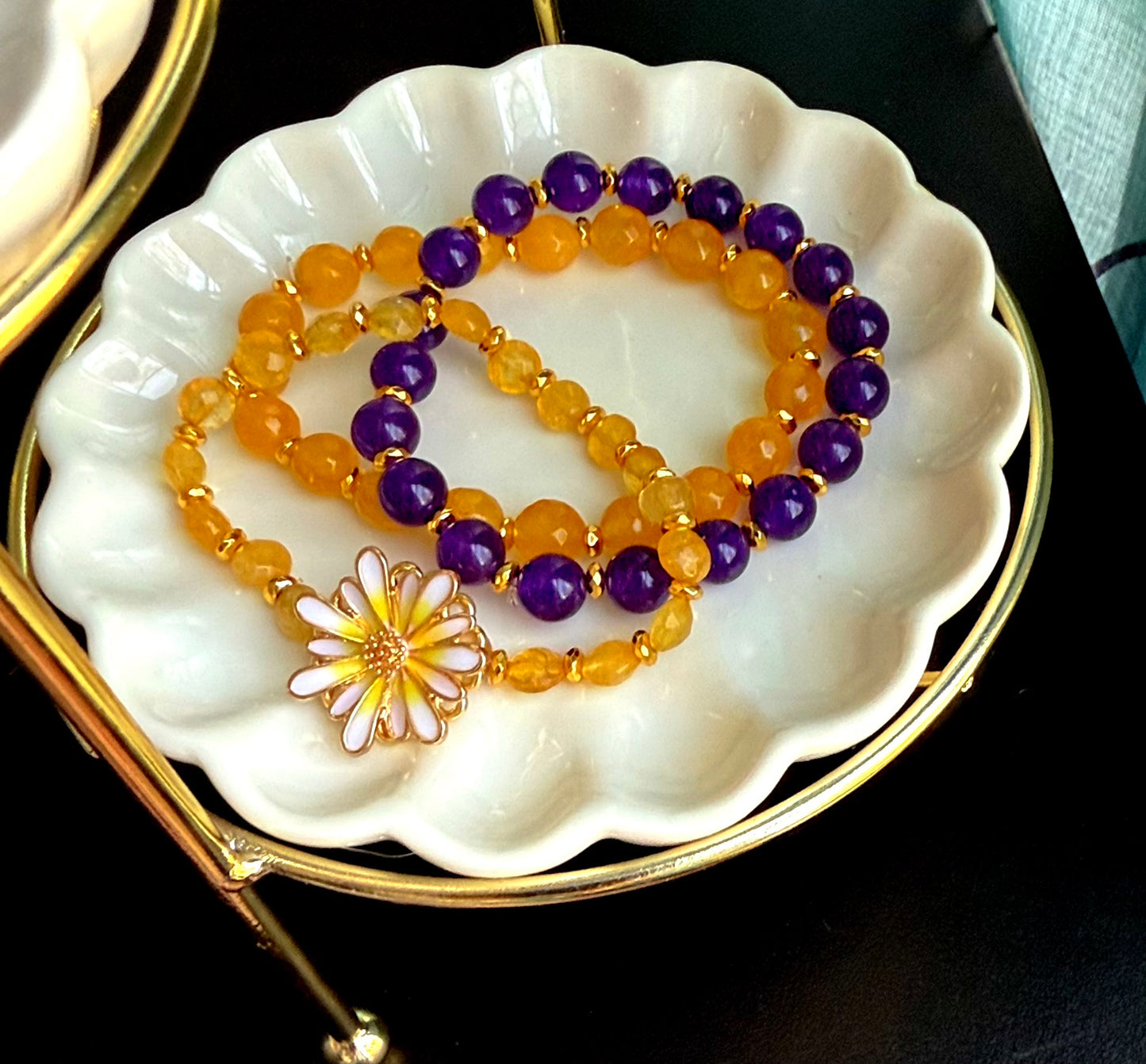 ✨ Spring Citrine and Jade Bracelet Set✨