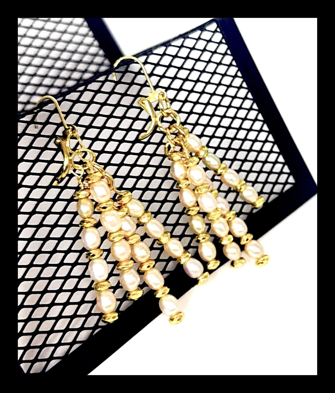 **Timeless Elegance: Golden Pearl Chandler Earrings**