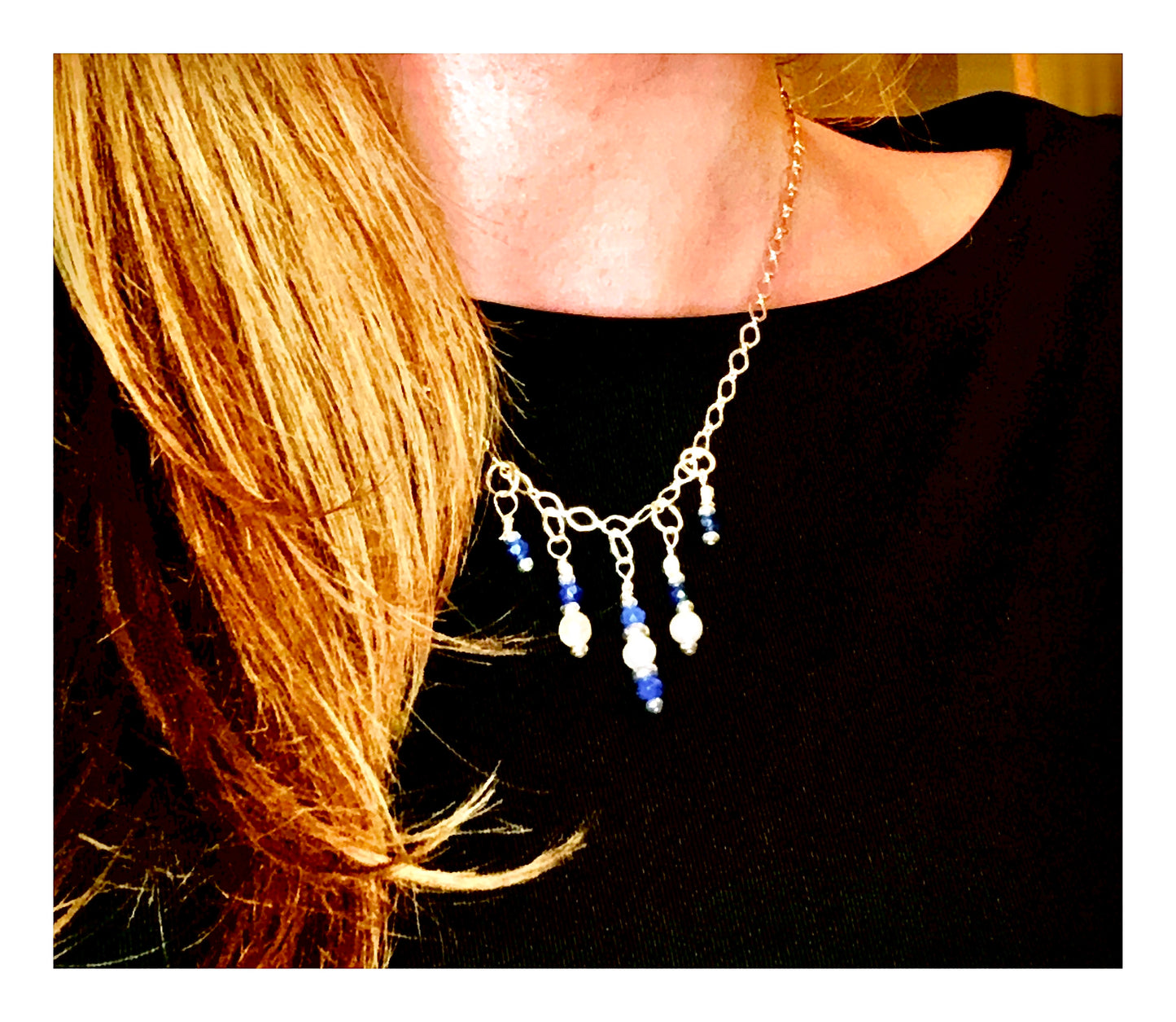 ✨Serene Sapphire and Pearl Necklace✨