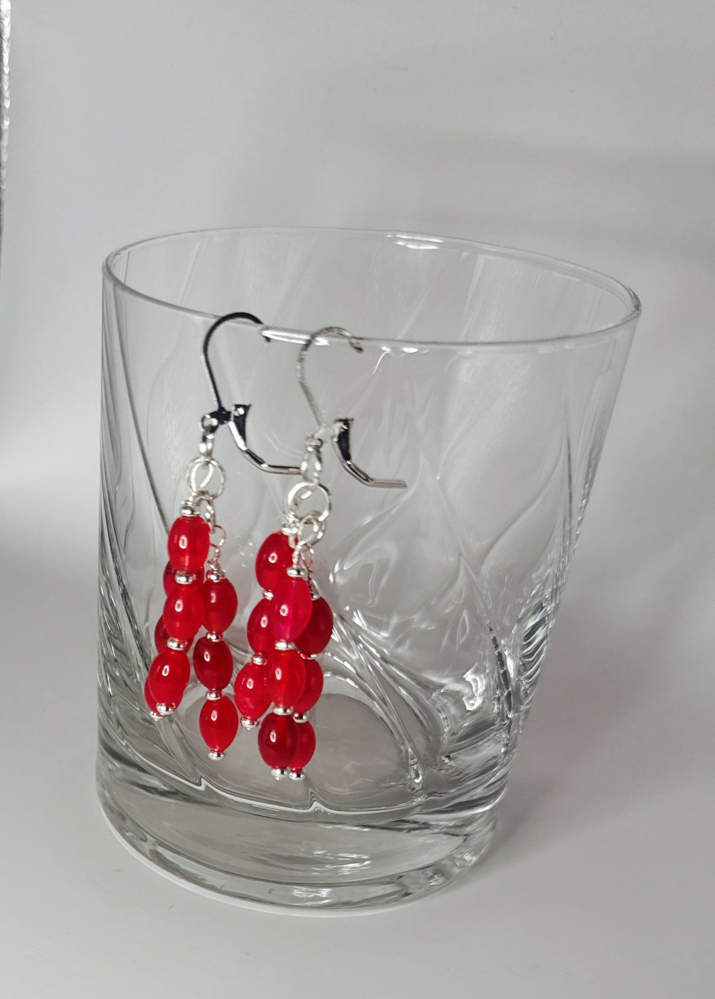 **Red Hot Jade Chandelier Earrings**