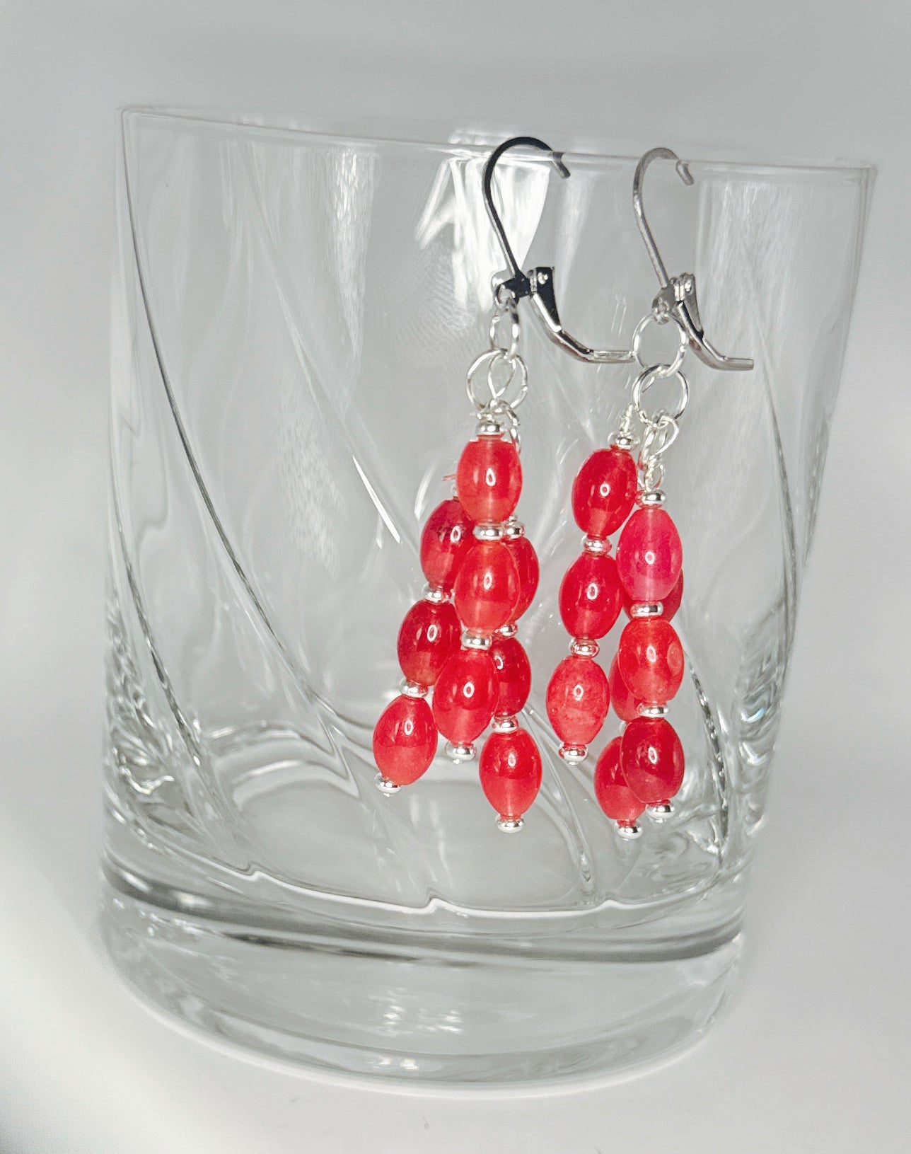 **Red Hot Jade Chandelier Earrings**