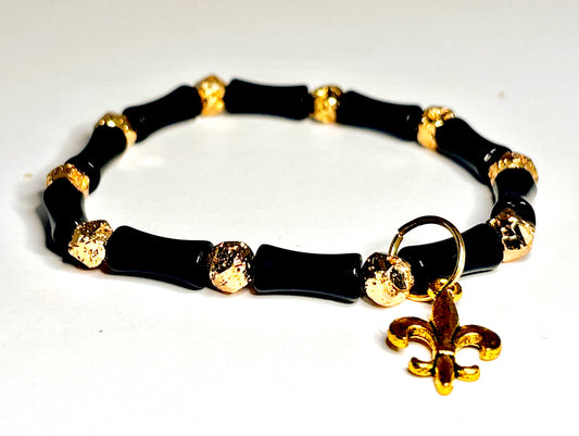 Black and Gold Lucky Charm Bracelet
