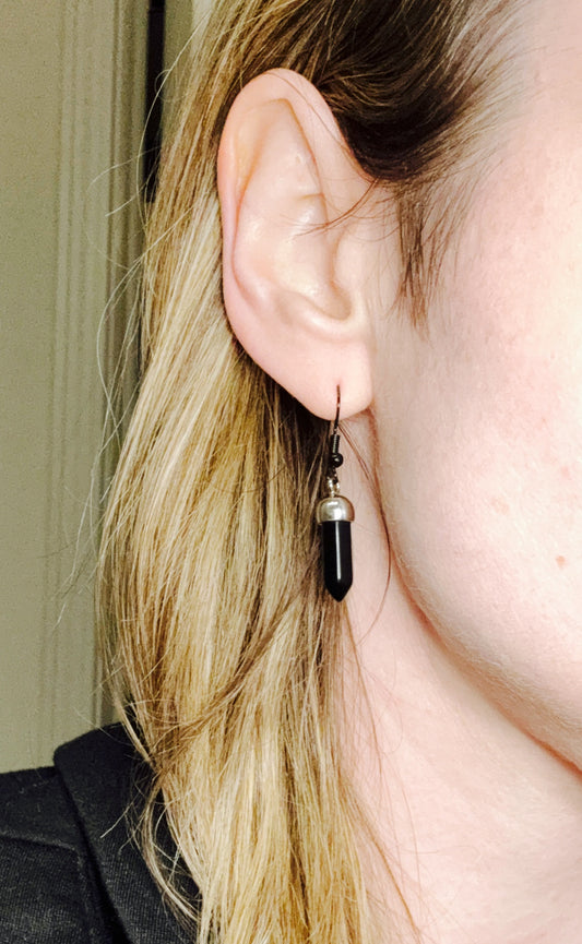 Black Jasper Power Pendant Earrings