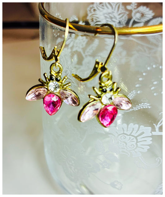 Pink Love Bug Earrings