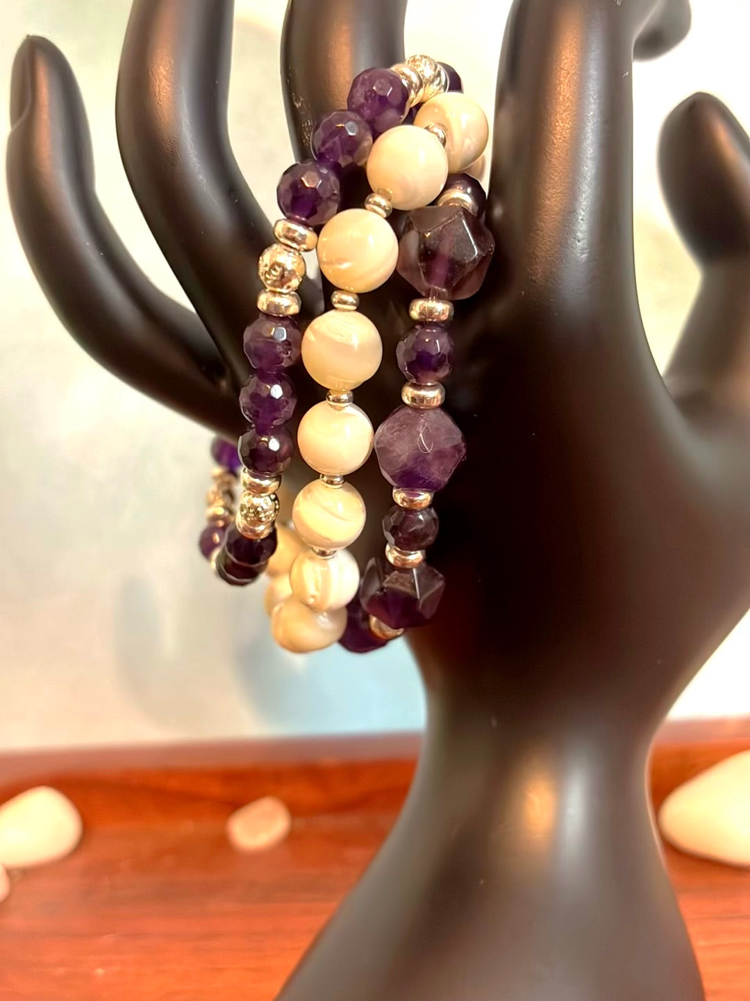 The Amethyst and Mother of Pearl Bracelet Set