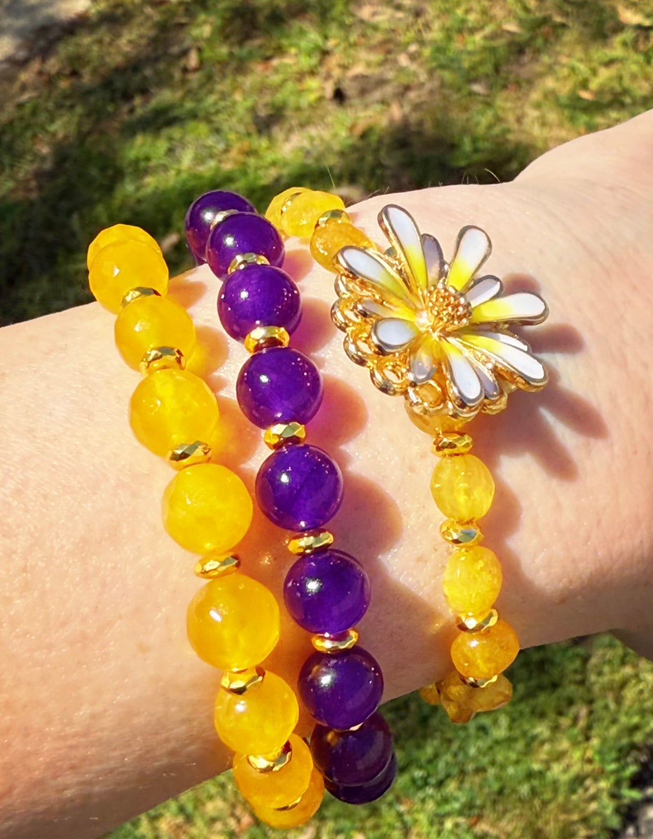 ✨ Spring Citrine and Jade Bracelet Set✨
