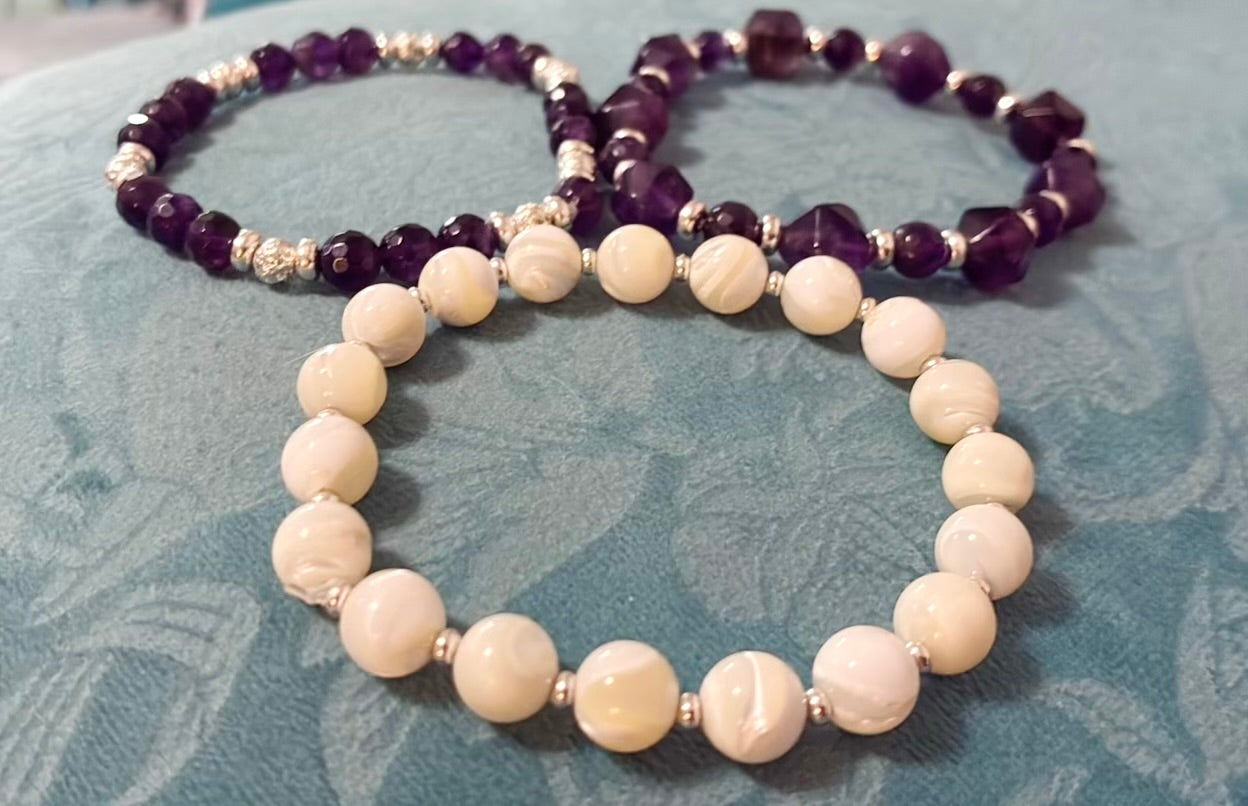 The Amethyst and Mother of Pearl Bracelet Set