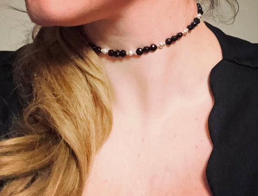Tuxedo Lava Stone Choker
