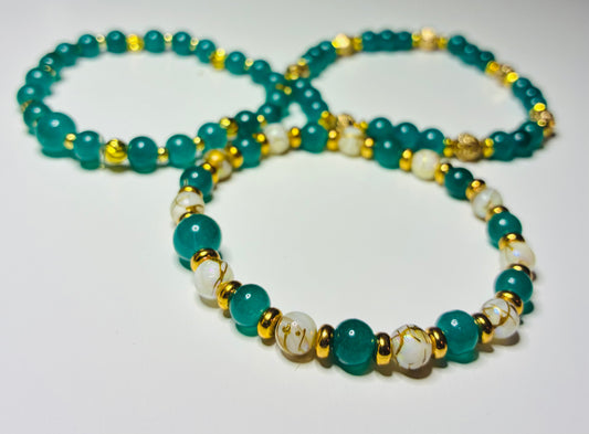 ✨Mermaid’s Lagoon Golden Jade Bracelet Set✨