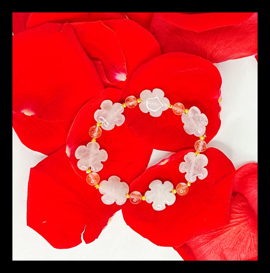 ✨ Rose and Cherry Quartz Blossom Bracelet ✨