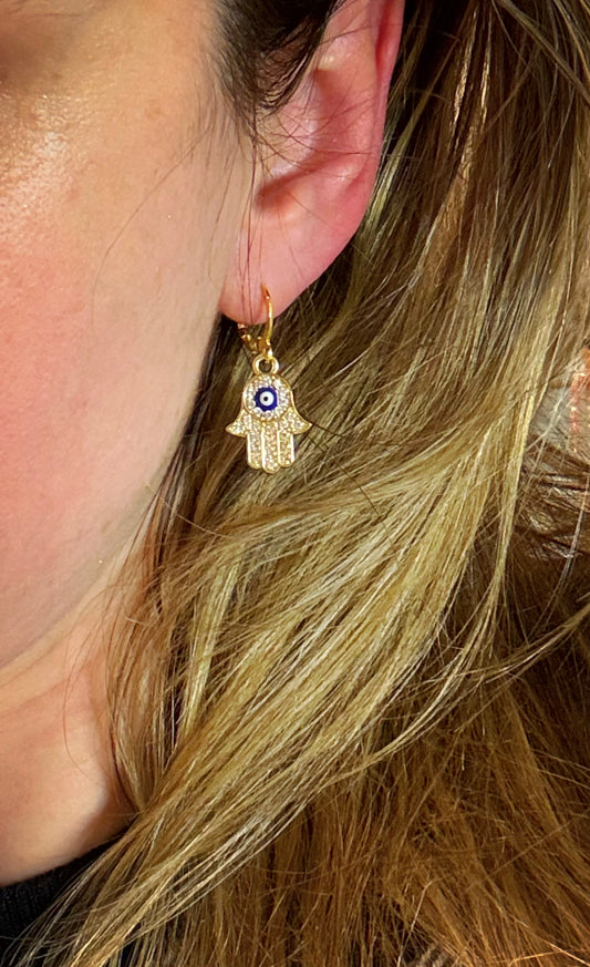 Golden Hamsa Protection Earrings