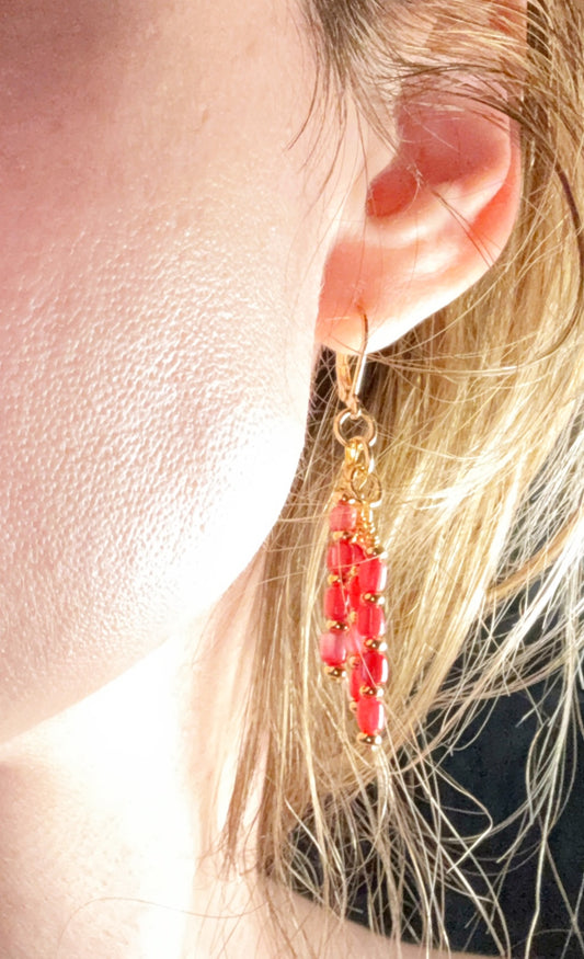**Pink and Proud Seashell Chandelier Earrings**